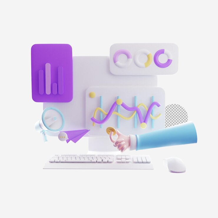 PSD analyse de données mobiles planification de la recherche et statistiques illustration de rendu 3d