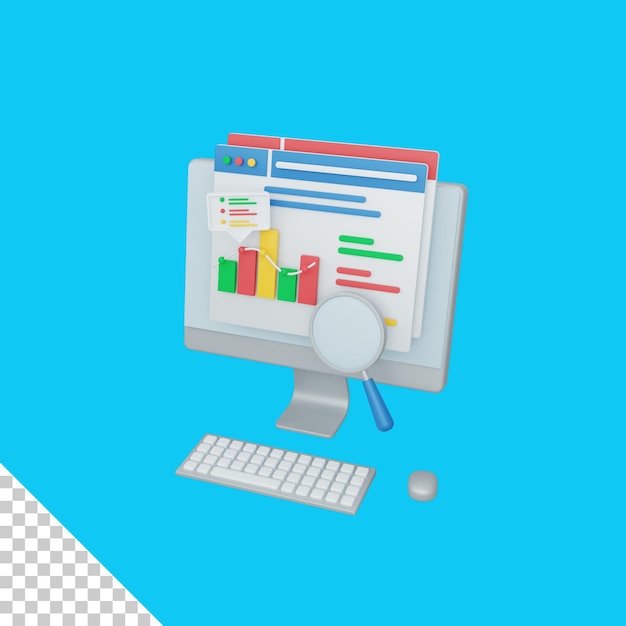 analyse de données de rendu 3d isolée utile pour le marketing numérique et l'illustration de conception d'entreprise
