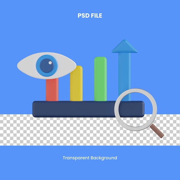 PSD analyse einblick 3d-rendering symbol illustration analyse