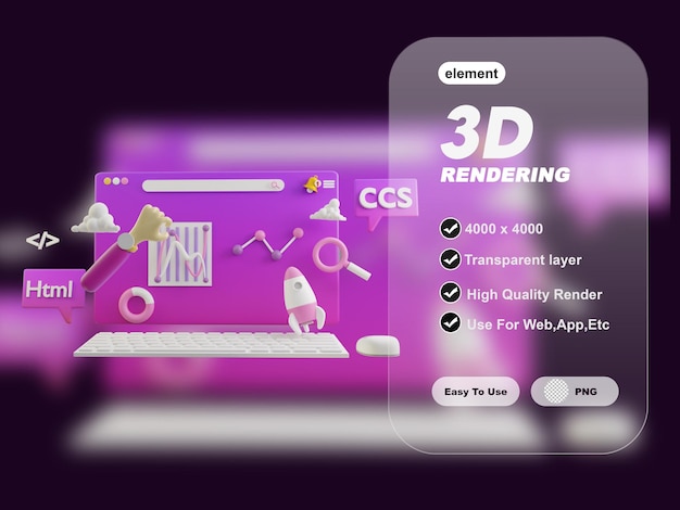 PSD analyse des gens d'affaires et suivi des graphiques d'investissement et de rapport financier rendu 3d