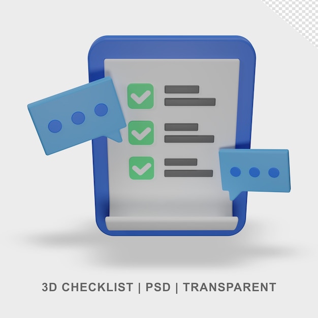 Analyse de la liste de contrôle des données 3d Transparente sans arrière-plan