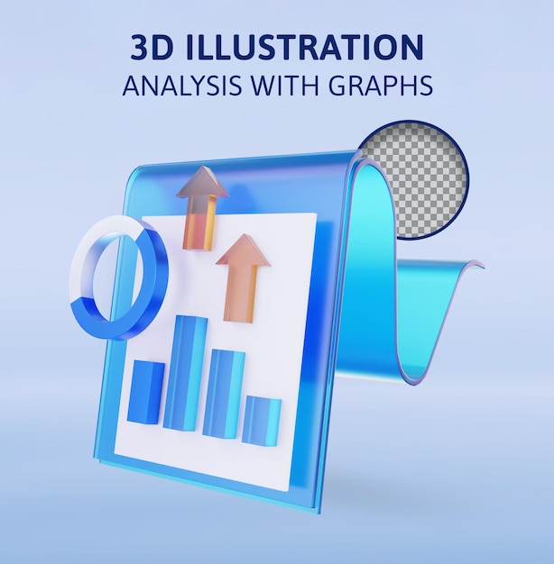 Analyse mit Grafiken 3D-Rendering-Illustration