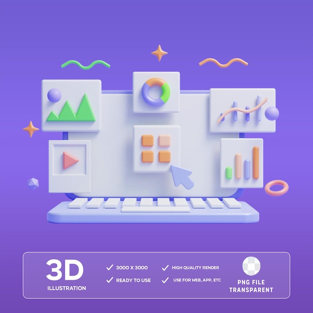L'analyse SEO PSD est une illustration 3D.