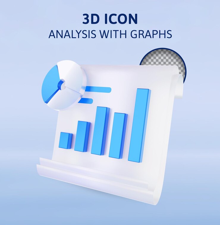 PSD analysis with graphs 3d rendering illustration