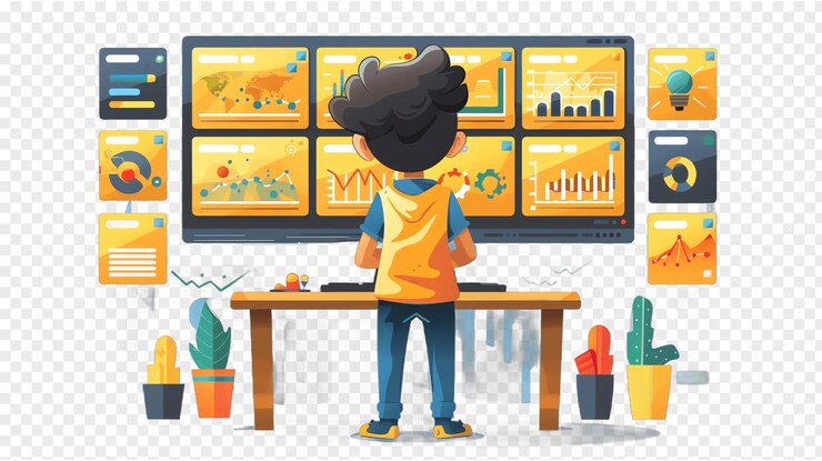 PSD analytics illustration isolated on transparent background