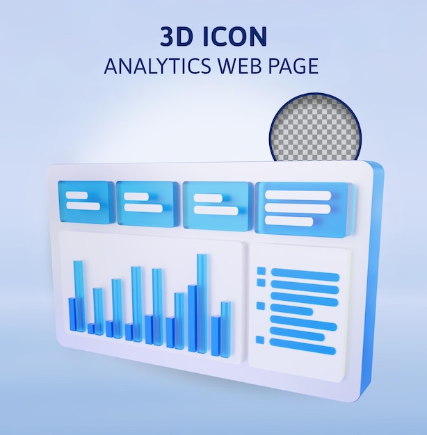 PSD analytics-webseiten-dashboard 3d-rendering-illustration