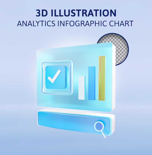 PSD analytische infografik, diagramm, 3d-rendering-illustration