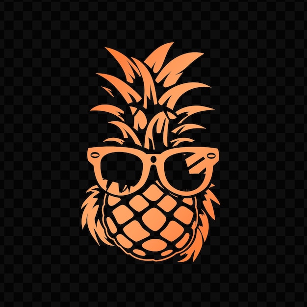 PSD ananas avec une flamme sur un fond noir