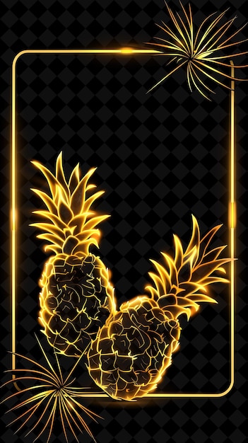 PSD un ananas avec des flammes sur un fond noir