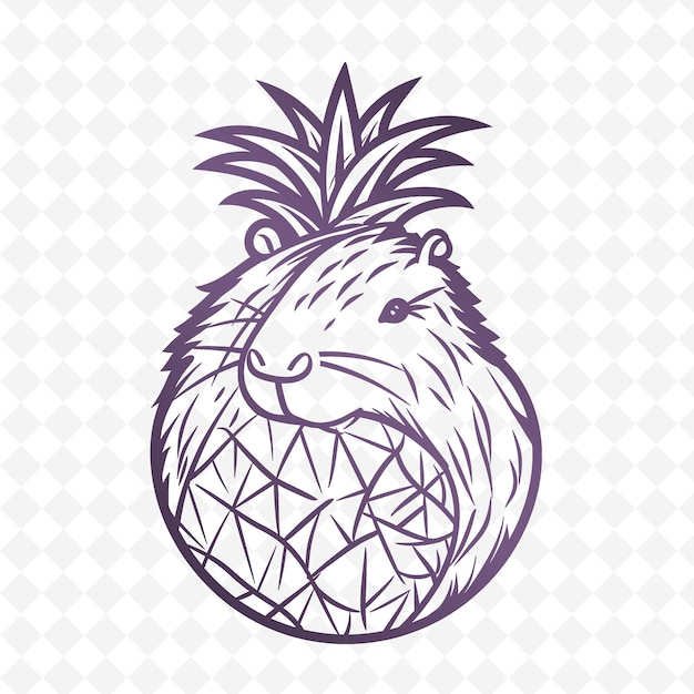 PSD un ananas avec un visage dessus