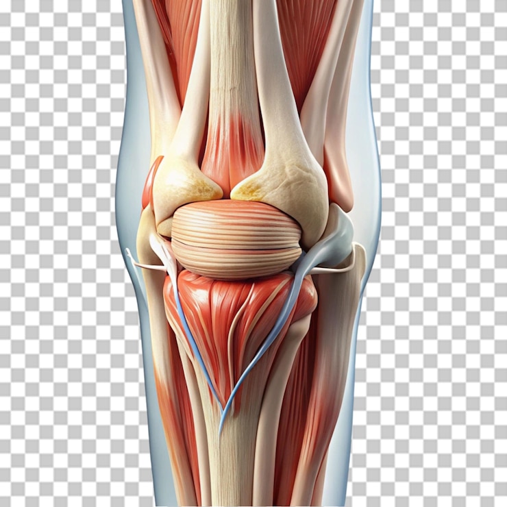 PSD anatomia del ginocchio isolata su uno sfondo trasparente