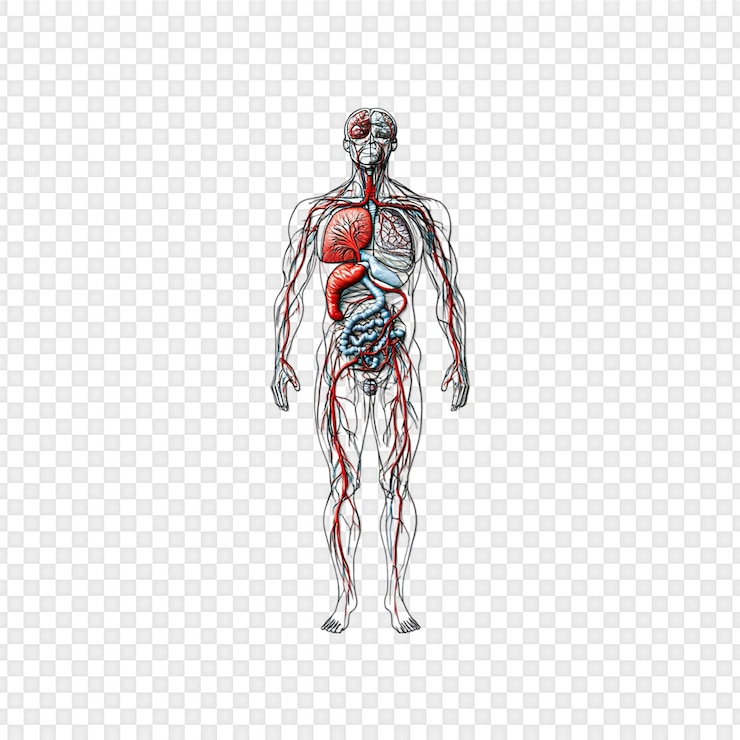 PSD anatomia del sistema circolatorio umano isolata su uno sfondo trasparente