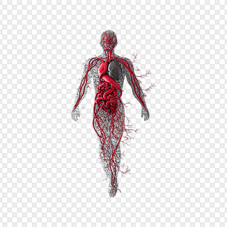 PSD anatomia del sistema circolatorio umano isolata su uno sfondo trasparente