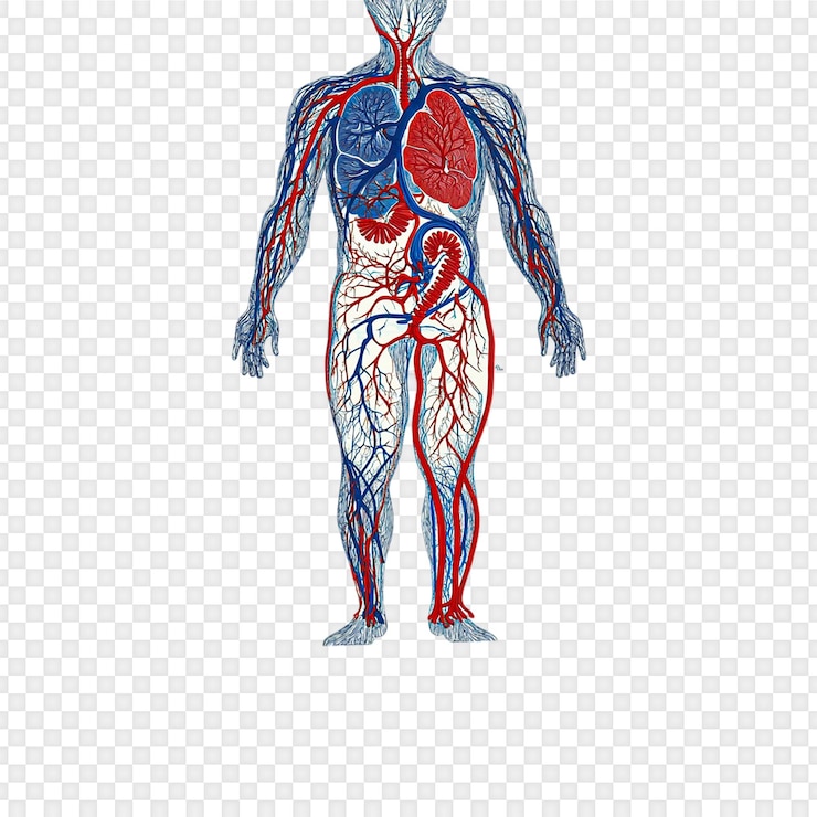 PSD anatomia del sistema circolatorio umano isolata su uno sfondo trasparente