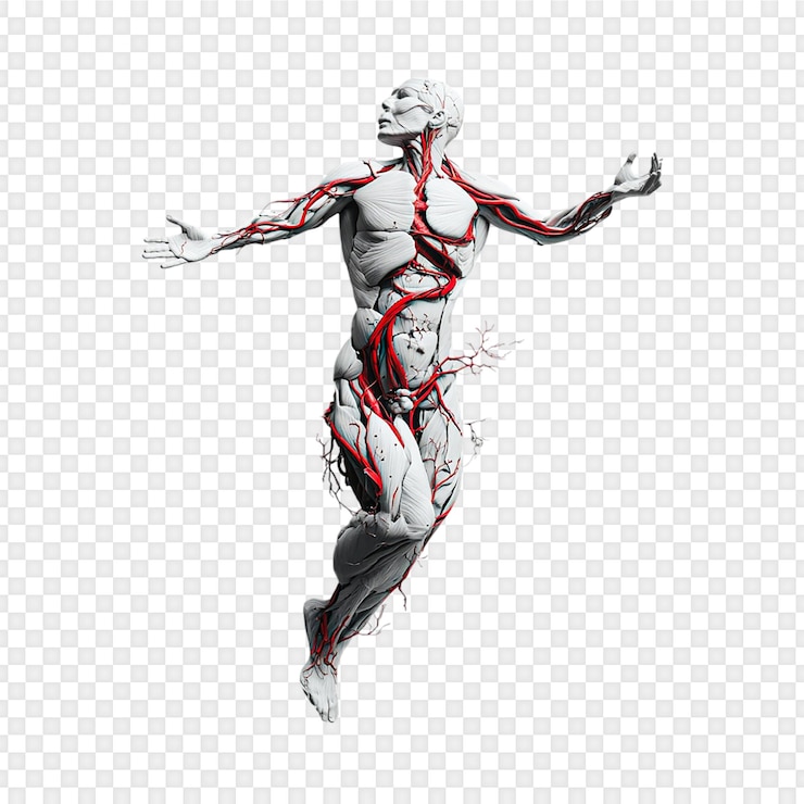 PSD anatomia del sistema circolatorio umano isolata su uno sfondo trasparente