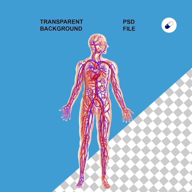 PSD anatomia do corpo e raios-x em fundo isolado transparente