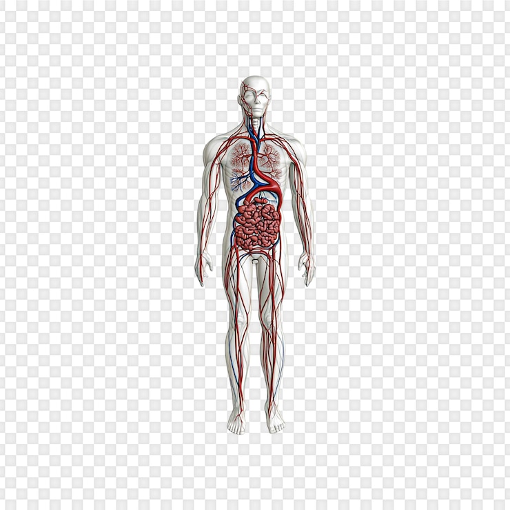 PSD anatomia do sistema circulatório humano isolada em um fundo transparente