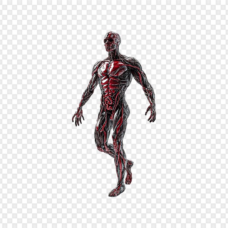 PSD anatomía del sistema circulatorio humano aislada en un fondo transparente