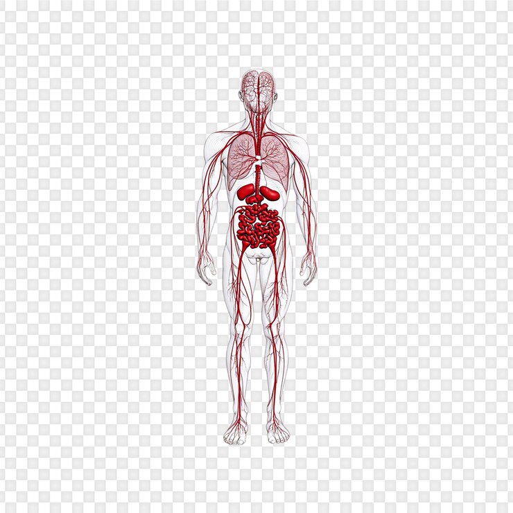 PSD l'anatomie du système circulatoire humain isolée sur un fond transparent