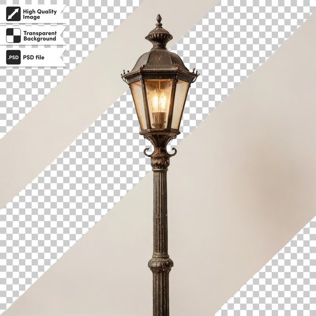 PSD ancien lampadaire psd dans la ville sur fond transparent avec couche de masque modifiable