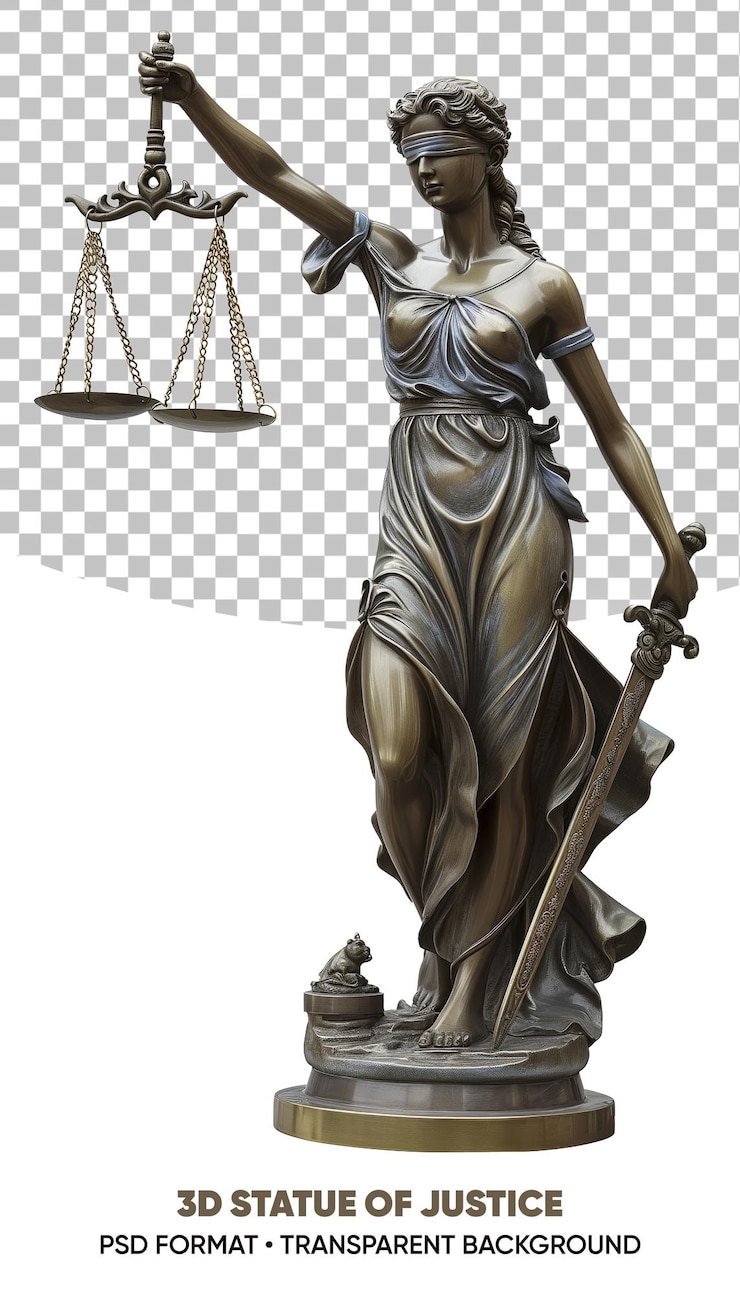PSD l'ancienne statue de bronze de la justice