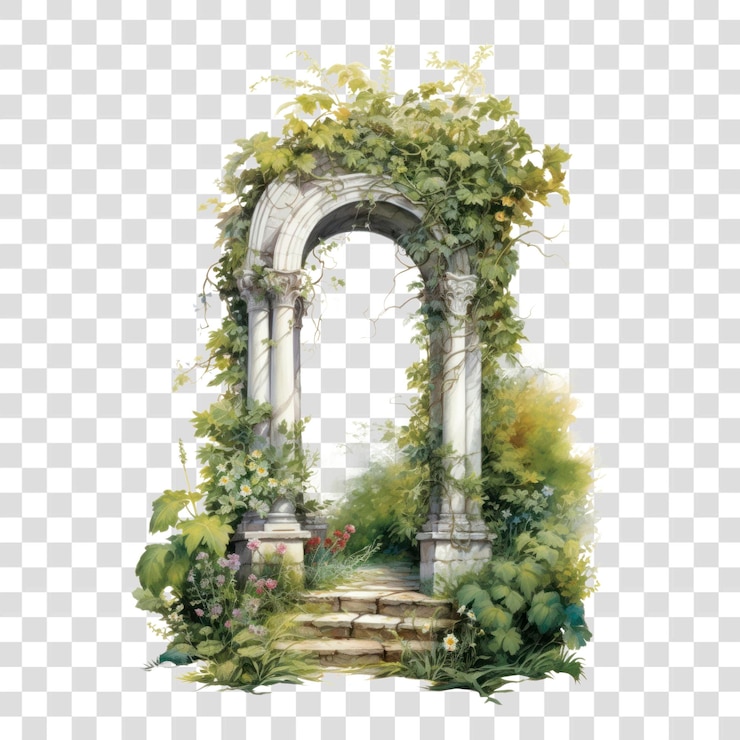 PSD une ancienne voûte avec une verdure luxuriante
