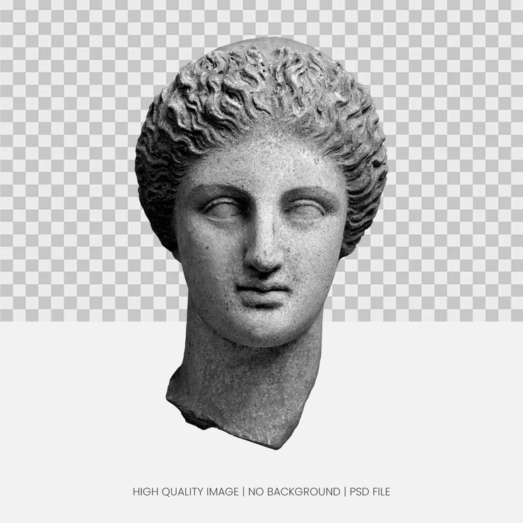 PSD ancient marble bust of a woman