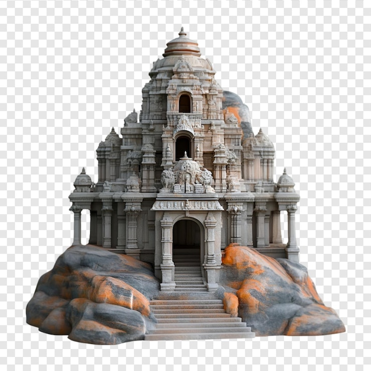 PSD ancient stone temple on a rock majestic architecture spiritual sanctuary