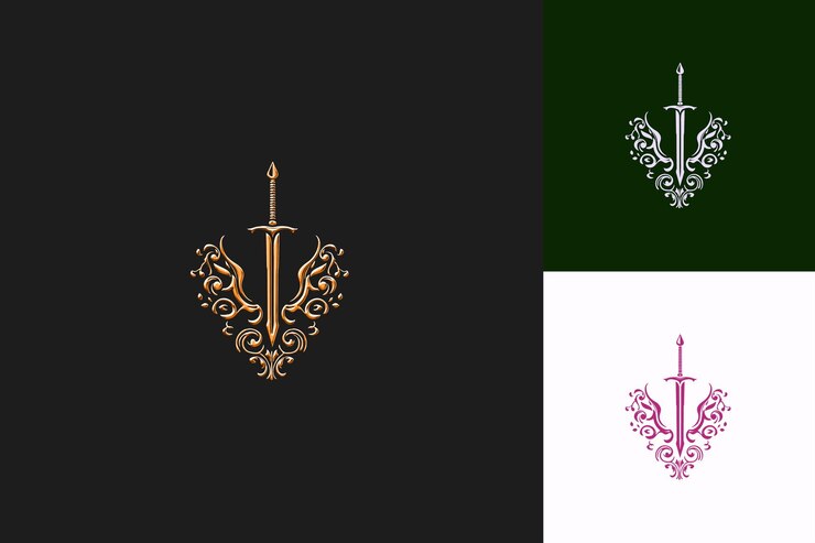 PSD un anclaje dorado y verde con un fondo verde