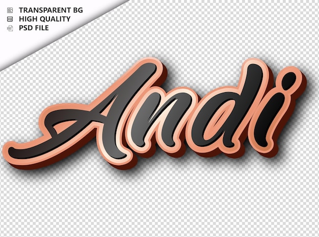 PSD andi typographie texte bronze noir psd transparent