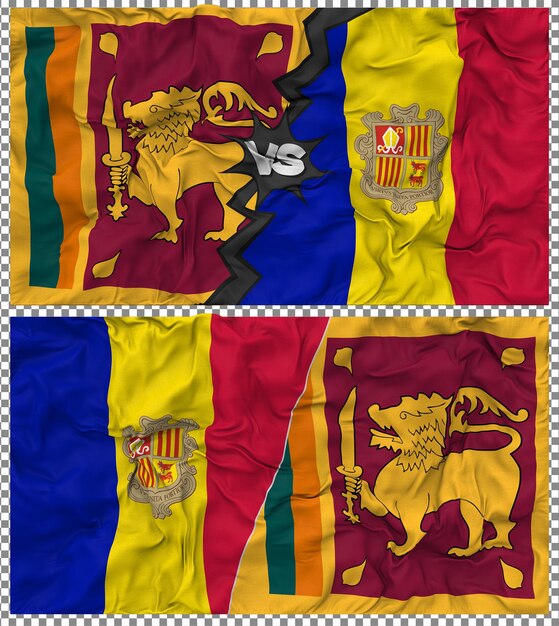 Andorra contra Sri Lanka Media bandera combinada con textura 3D de la tela