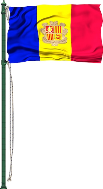 PSD andorra-flagge. weißer hintergrund, flagge in originalgröße
