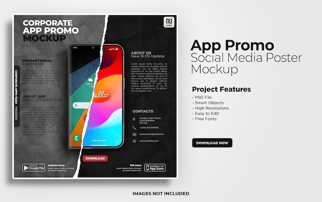 PSD android vs ios smartphone apresentação de mídias sociais post mockup psd template