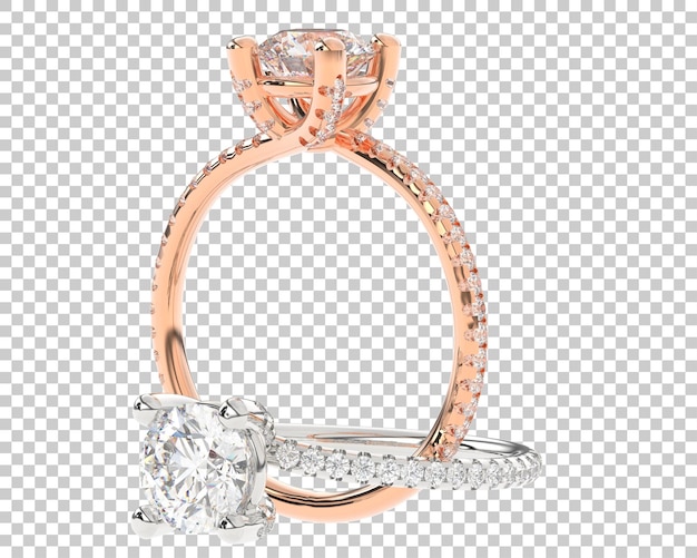 Anel de diamante de estúdio isolado na ilustração de renderização 3d de fundo branco