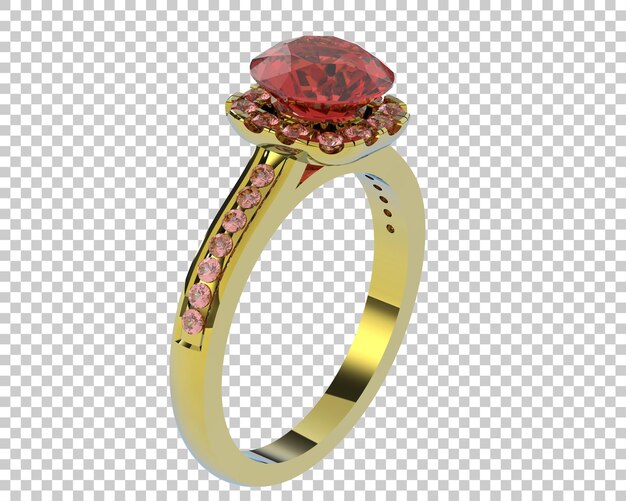 PSD anel de diamante na ilustração de renderização 3d de fundo transparente