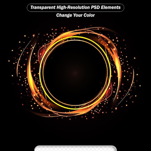 PSD anel de luz brilhante de fogo efeito de luz vetor círculo dourado