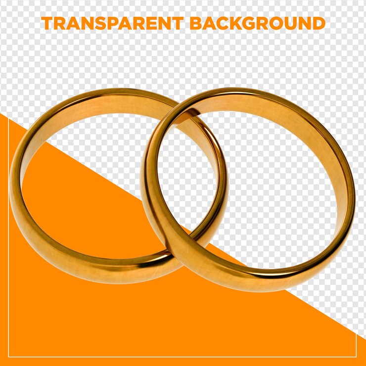PSD anel dourado renderizado em 3d com papel de parede transparente