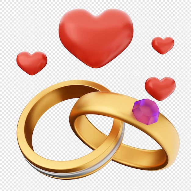 Anelli di nozze di San Valentino 3D