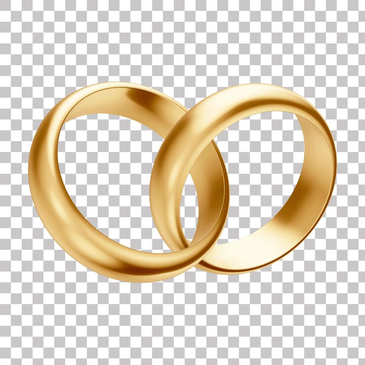 PSD anello d'impegno nuziale d'oro 3d con sfondo trasparente
