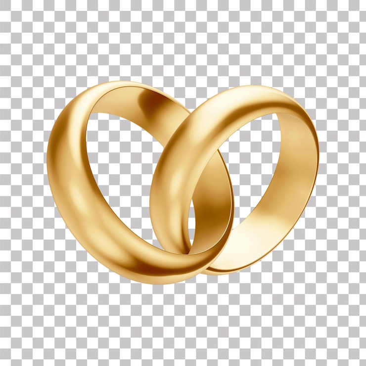 PSD anello d'impegno nuziale d'oro 3d con sfondo trasparente