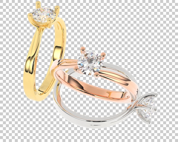 Anello di diamanti su sfondo trasparente 3d rendering illustrazione