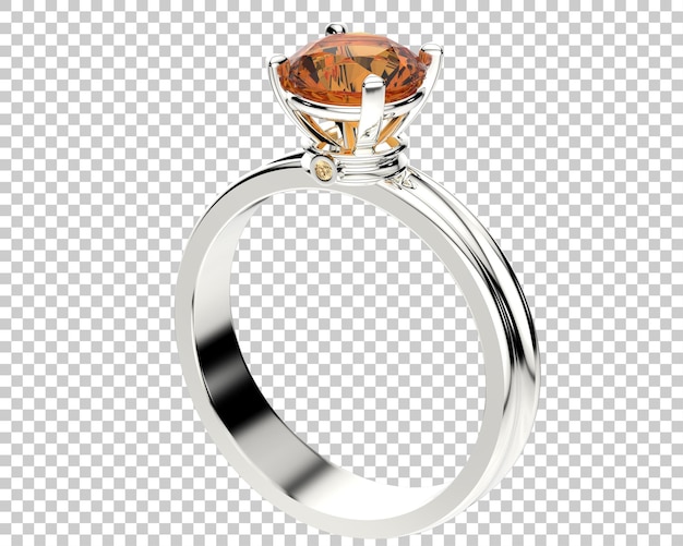 Anello di diamanti su sfondo trasparente 3d rendering illustrazione