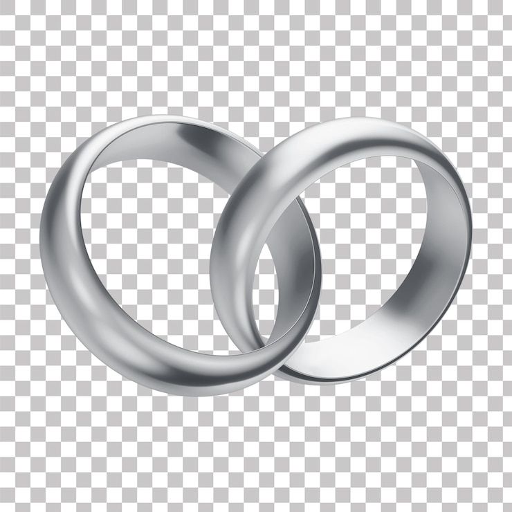 PSD anello di fidanzamento d'argento 3d con sfondo trasparente