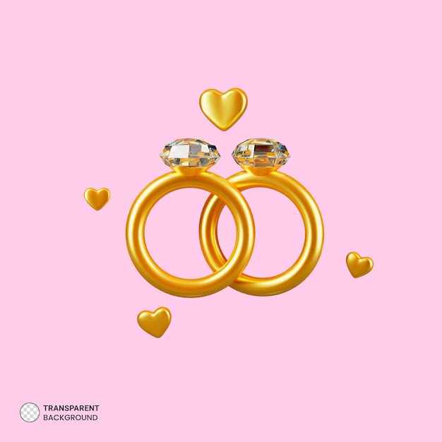 Anello di nozze d'oro con icona isolata di diamante