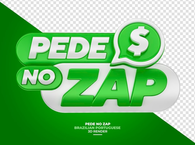 Angebotsetikette in brasilianischem portugiesisch ask no zap mit transparentem hintergrund in 3d-rendering