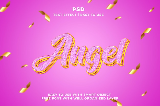 Ángel 3D editable Photoshop estilo de efecto de texto psd con fondo