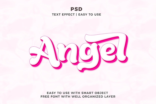 Ángel 3D editable Photoshop estilo de efecto de texto psd con fondo