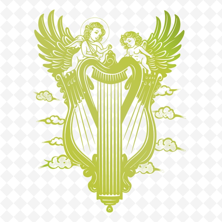 PSD un ángel con alas en un fondo verde con las palabras ángel y ángel