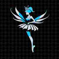 PSD un ángel azul con alas azules en la parte de atrás