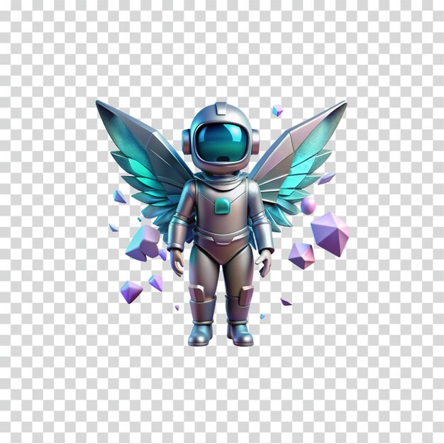 Ángel Cósmico Renderizado en 3D de Astronauta con alas